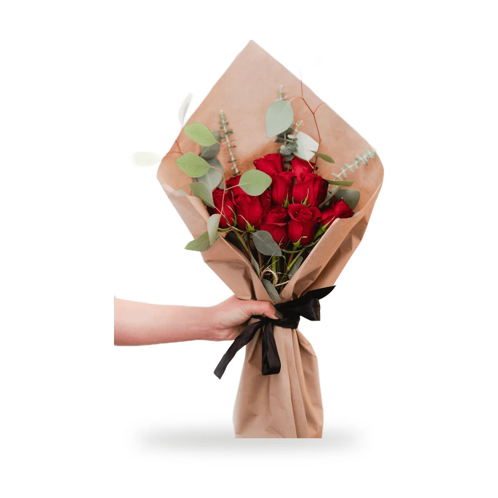 Buquê de 12 rosas vermelhas
